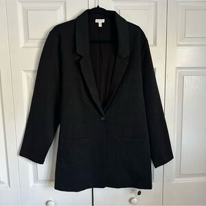 Garnet Hill Blazer Womens 18 Charcoal Gray  Longline Tencel Blend Minimalist